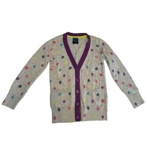 Falls Creek Cardigan Sweater Girls S Polka Dot Button Up Star Elbow Patches